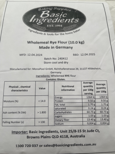 BI German Whole Rye Flour