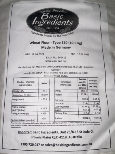 Basicingredients German T550 flour aka T55